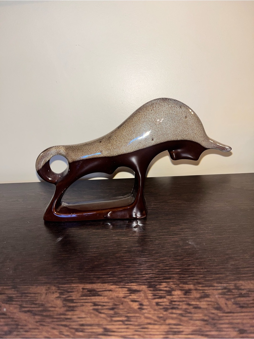 Vintage MCM Abstract Ceramic Bull Figurine Modernist